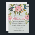 Elegant handgemalt floral 60. Geburtstagsparty Einladung<br><div class="desc">Beginnen Sie dieses besondere 60. Geburtstagsfest in elegantem Stil mit dieser wunderschön handgemalten Einladung mit farbenfrohen, aber sanften Blume, die mit Rosa und Grün, aber auch mit anderen Touchs der Farbenpracht, führen. Der gesamte Text kann für Ihr Party personalisiert sein, auch für den Ehrengast. Wenn Sie besondere Wünsche haben oder...</div>