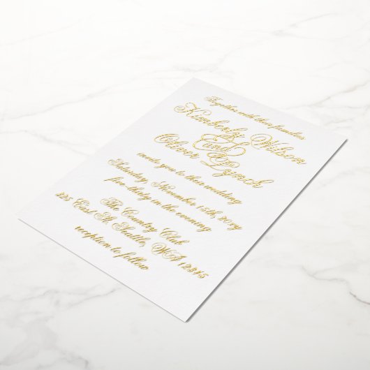 Elegant handgeschriebene Calligraphy Luxe Wedding Folieneinladung (Gedreht)