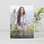 Elegant handgeschriebenes Quinceañera Save The Date (Stehend Vorderseite)