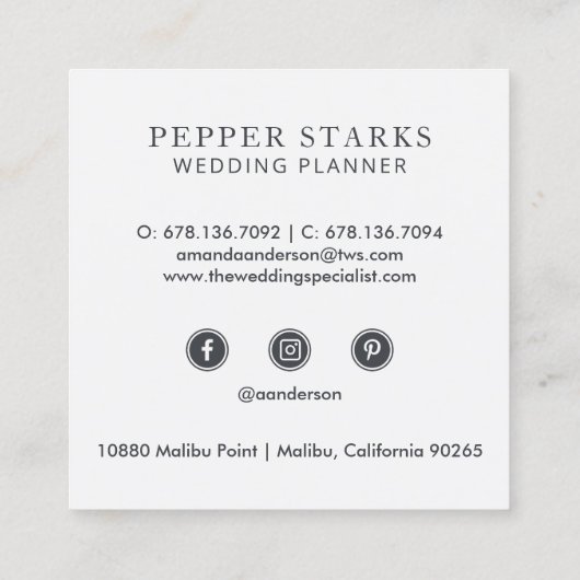 Elegant handgezeichnet BlumenBouquet | Visitenkart Quadratische Visitenkarte (Rückseite)