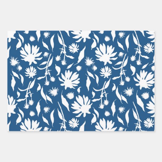 Elegant handgezeichnet Coneflowers blau gelb Geschenkpapier Set (Vorderseite 2)