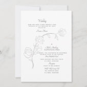 Elegant handGezeichnet Jasmine B/W Zwei-Veranstalt Einladung (Vorderseite)