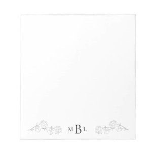 Elegant handGezeichnet Jasmine Monogram Notepad Notizblock