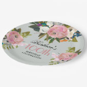 Elegant Handpainted Floral 100th Birthday Party  Pappteller (Schrägansicht)