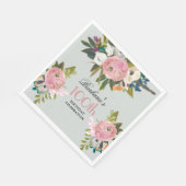 Elegant Handpainted Floral 100th Birthday Party  Serviette (Ecke)