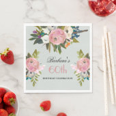 Elegant Handpainted Floral 60th Birthday Party Serviette (Beispiel)