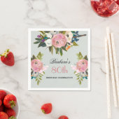 Elegant Handpainted Floral 80th Birthday Party Serviette (Beispiel)