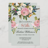 Elegant Handpainted Floral 85th Birthday Party Einladung (Vorne/Hinten)