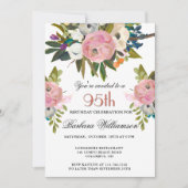 Elegant Handpainted Floral 95th Birthday Party  Einladung (Vorderseite)