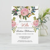 Elegant Handpainted Floral 95th Birthday Party  Einladung (Stehend Vorderseite)