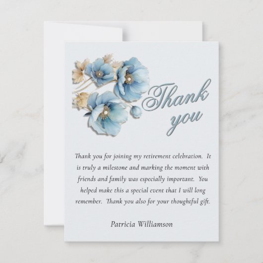 *Elegant Handpainted Floral Budget Retirement Dankeskarte (Vorderseite)