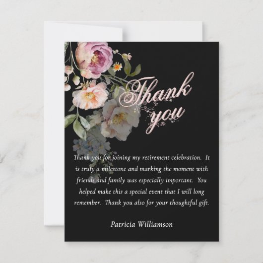 Elegant Handpainted Floral Budget Retirement Dankeskarte (Vorderseite)