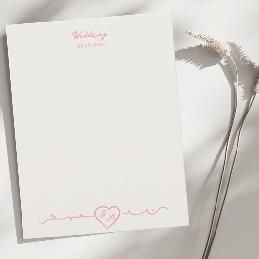 Elegant Handpainted Heart Wedding Note Card Mitteilungskarte