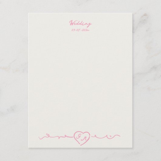 Elegant Handpainted Heart Wedding Note Card Mitteilungskarte (Vorderseite)