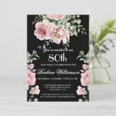 Elegant Handpainted Roses 80th Birthday Party  Einladung (Stehend Vorderseite)