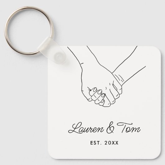 Elegant Hands Illustration Valentinstag Script Schlüsselanhänger (Vorderseite)