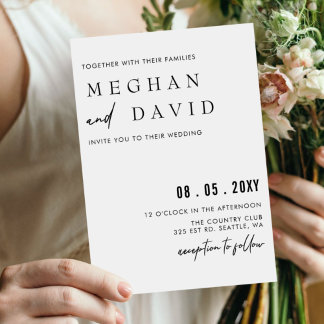 Elegant handschriftlich Simple Black Wedding Einla Einladung