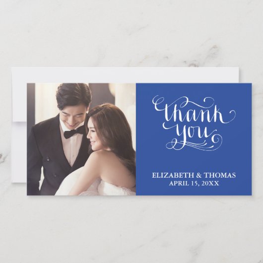 ELEGANT HANDSCHRIFTLICHE SCRIPT FOTO DANKEN SIE KA DANKESKARTE (Vorderseite)