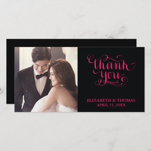 ELEGANT HANDSCHRIFTLICHE SCRIPT FOTO DANKEN SIE KA DANKESKARTE (Vorne/Hinten)