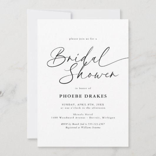 Elegant Handwritten Script Bridal Shower Einladung (Vorderseite)