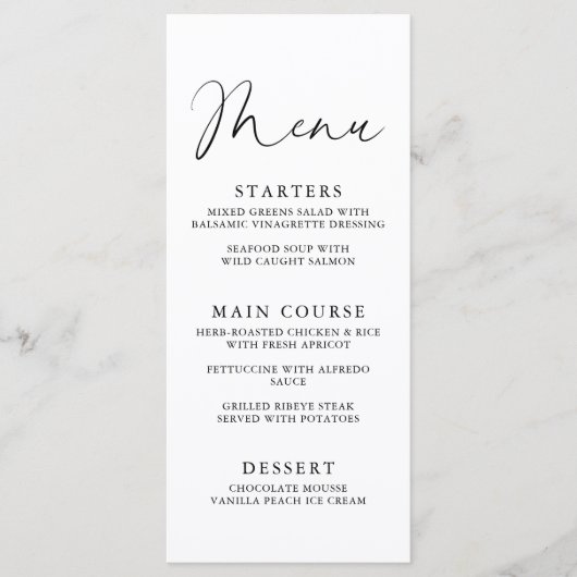 Elegant Handwritten Script Bridal Shower Menu Menükarte (Vorderseite)
