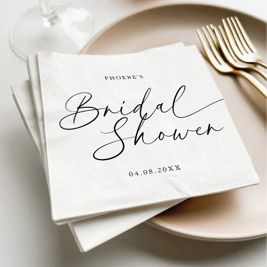 Elegant Handwritten Script Bridal Shower Napkins Serviette