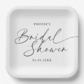 Elegant Handwritten Script Bridal Shower Pappteller (Vorderseite)