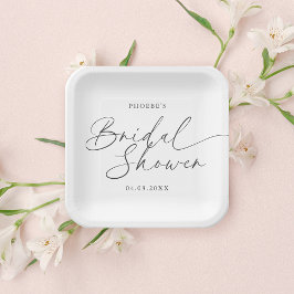 Elegant Handwritten Script Bridal Shower Pappteller