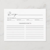 Elegant Handwritten Script Bridal Shower Recipe Begleitkarte (Vorderseite)