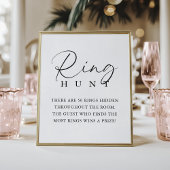 Elegant Handwritten Script Bridal Shower Ring Hunt Poster