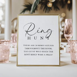 Elegant Handwritten Script Bridal Shower Ring Hunt Poster