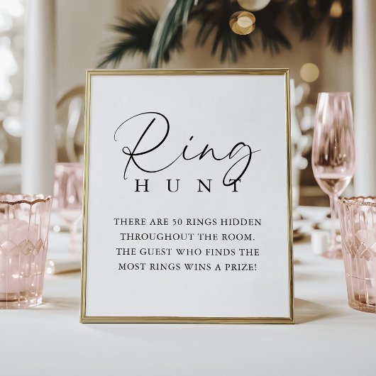 Elegant Handwritten Script Bridal Shower Ring Hunt Poster