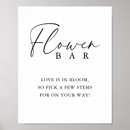 Elegant Handwritten Script Shower Flower Bar Poster (Vorne)