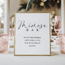 Elegant Handwritten Script Shower Mimosa Bar Poster