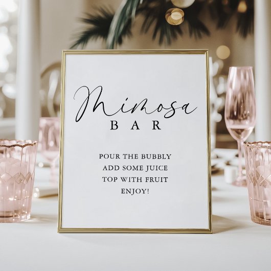 Elegant Handwritten Script Shower Mimosa Bar Poster