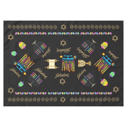 Elegant Hanukkah Chanukah Tablecover Tablecloth Tischdecke (Vorderseite (Horizontal))
