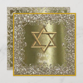 ELEGANT HANUKKAH CRYSTAL Gold Einladung (Vorne/Hinten)