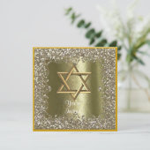 ELEGANT HANUKKAH CRYSTAL Gold Einladung (Stehend Vorderseite)