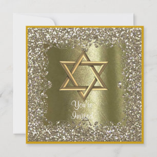 ELEGANT HANUKKAH CRYSTAL Gold Einladung