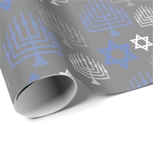 Elegant Hanukkah Holiday Pattern Geschenkpapier (Rolleneckpunkt)