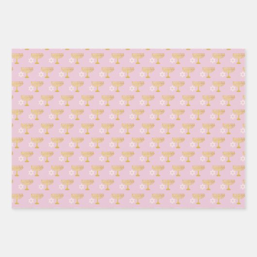 Elegant Hanukkah Holiday Pattern Gold Geschenkpapier Set (Vorderseite 3)