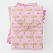 Elegant Hanukkah Holiday Pattern Gold Geschenkpapier Set (Beispiel)