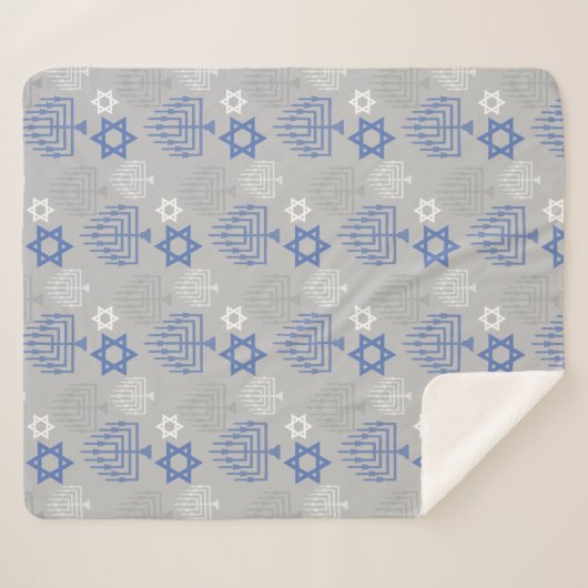 Elegant Hanukkah Holiday Pattern Sherpadecke (Vorderseite (Horizontal))