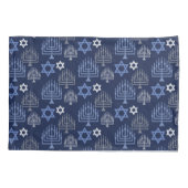 Elegant Hanukkah Menorah Blue Holiday Pattern Kissenbezug (Rückseite)