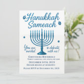 Elegant Hanukkah Sameach Dinner Einladung (Stehend Vorderseite)