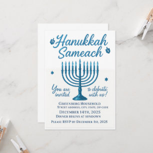Elegant Hanukkah Sameach Dinner Einladung