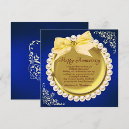 Elegant Happy 5. Hochzeit Jahrestag Gold & Navy Karte