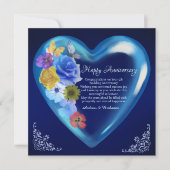 Elegant Happy 5. Wedding Anniversary Heart Navy Karte (Vorderseite)