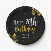 Elegant Happy 90th Birthday Gold Foliage Party Pappteller (Vorderseite)