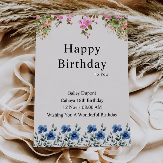 Elegant Happy Birthday Card Einladung